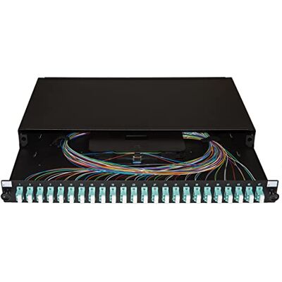 LINK LK24LC3P optische vezelplaat 19 inch met 24 adapters LC Duplex OM3 diepte 250 mm met geïnstalleerde punten, kleur zwart LINK LK24LC3P optische vezelplaat 19 inch met 24 adapters LC Duplex OM3 diepte 250 mm met geïnstalleerde punten, kleur zwart