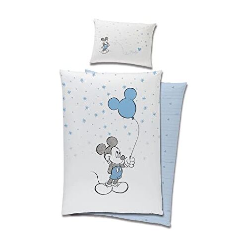 Carbotex Babybeddengoed, omkeerbaar beddengoed, Disney Mickey Mouse, 100 x 135 cm + 40 x 60 cm, 100% katoen in blauw