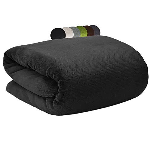 Beautissu knuffeldeken Aurelia XXL dekens 220 x 240 cm warme deken sprei fleece deken – knuffeldekens bedsprei dekentje bankhoes zwart