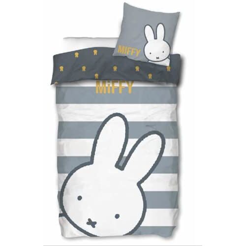 Aymax Miffy omkeerbaar beddengoed, 80 x 80 cm + 135 x 200 cm, zilverwit, 8952