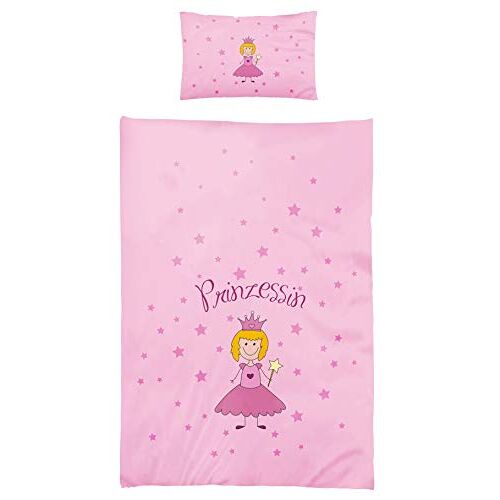 Arle-Living 3-delige Baby/kinderbeddengoed motief: prinses renforcé 100x135 cm + 40x60 cm + 1 hoeslaken 70x140 cm 100% katoen kindermotieven 100x135 met laken: roze