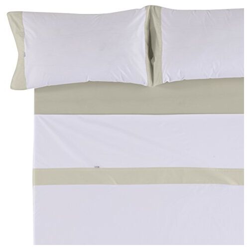 ESTELA Estissu Lisos Beddengoedset, 50/50/50/50 cm, 4-delig, wit/steen, katoen/polyester, voor bedden 175/200 (Super King)