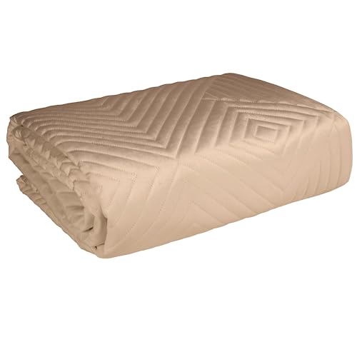 PALLTEX Queen Sprei, doorgestikte bedsprei, ultrasoon genaaid, dekbed, gewatteerde spreien, bank, sprei, elegante sprei (cappuccino, 160x220)