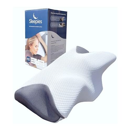 Sleepies ® Memory Foam Hoofdkussen voor Nekklachten – Orthopedisch & Ergonomisch Wit