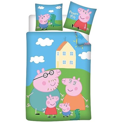 Peppa Pig Babybeddengoed van 100% katoen, dekbedovertrek 100 x 135 cm + kussensloop 40 x 60 cm