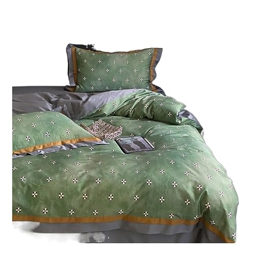 TONZN Queensize bedset Beddengoedset 4-delige set Satijnen laken Bedrukken Lente en zomer Lakenset Dekbedsets Beddengoed (D 2m bed) (D 2m bed)