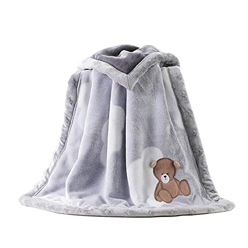 AGDLLYD Babydeken, kinderwagendeken, babydeken, lente, herfst en winter, dubbellaags flanel, zachte babydeken, winter, warm, 75 x 100 cm (beer C)