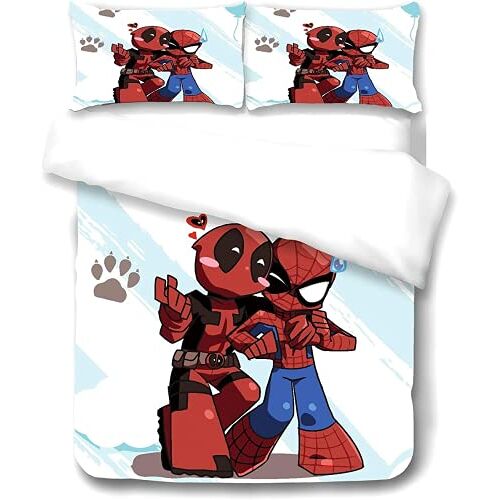 Agmdno Deadpool Beddengoedset voor kinderen, kinderbeddengoed, jongens, Marvel beddengoed, dekbedovertrek 135 x 200 cm + kussensloop, beddengoed 2/3-delig (A, 220 x 240 cm)