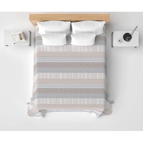 HomeLife Sprei voor tweepersoonsbed, katoen, gemaakt in Italië [260 x 280]   lichte katoenen deken voor tweepersoonsbed   dekbedovertrek voor tweepersoonsbed, ademend, beige