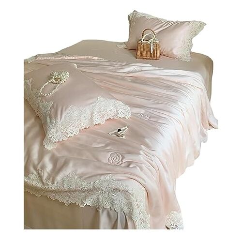 TONZN Queensize bedset Beddengoedset Huistextiel Pa-beddengoed Zacht vierdelig lakenset Dekbedsets Beddengoed (roze 1.8) (roze 1.8)