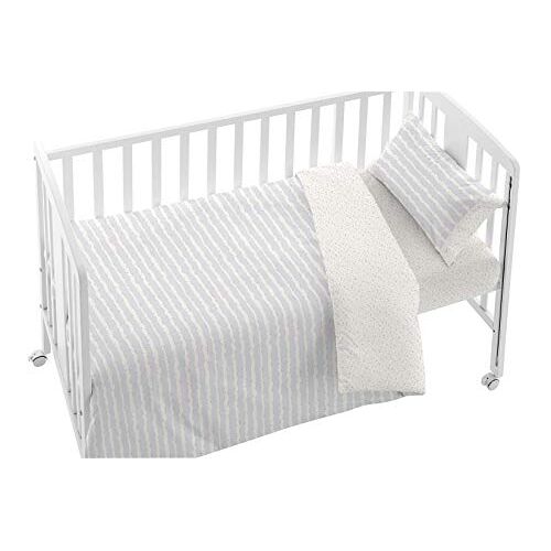Blanco Dekbedovertrek voor babybed, dekbedovertrek voor kinderbed, 60 x 120 cm, kinderbed 60 cm, 100% katoen, grijs
