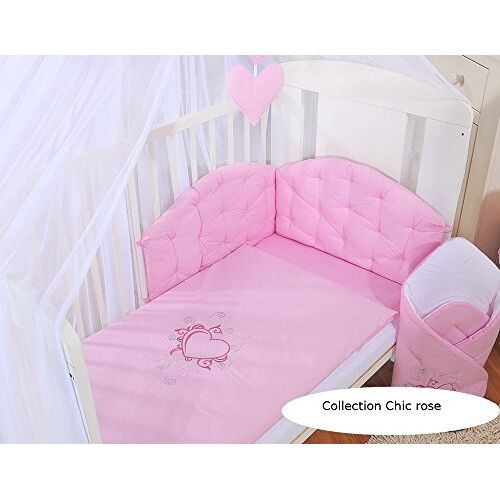 SWB Dekbedovertrek en kussensloop voor babybed, 140 x 70 cm, roze