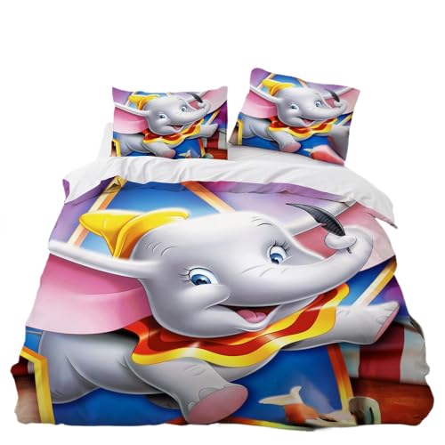 KnorRs Small Elephant Beddengoedset voor meisjes, jongens en kinderen, 3D-print, beddengoed, 135 x 200 cm, dierenthema, beddengoed 2-delig (A1, 220 x 240 cm + 75 x 50 cm)