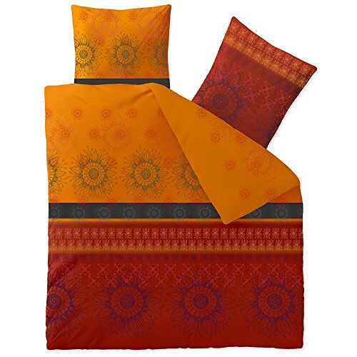 CelinaTex Fashion beddengoed 200x220 cm 3-delig katoen Legra bloemen rood oranje grijs