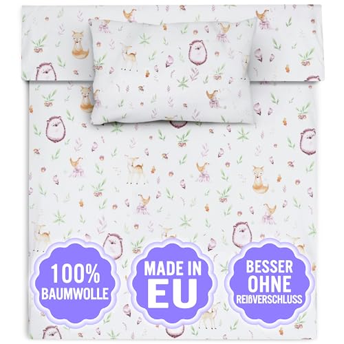 Amilian Kinderbeddengoed, 100 x 135 cm, babybeddengoed, set maat babybeddengoed 135 x 100 cm met kussensloop 40 x 60, 100% katoen, babybed, kinderbeddengoed, 100 x 135 cm, jongens meisjes beddengoed