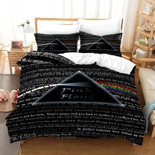 PTNQAZ Pink Floyd Beddengoed Set UK Rock Band Dekbedovertrek Comfortabele Spreien Queen King Size Slaapkamer Decor (King,1)