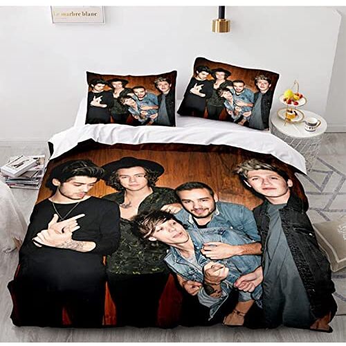 JOOTEN Dekbedovertrekken King size 3D Dekbedovertrek Set One Direction, Dekbedovertrekken Set Microfiber met Ritssluiting Zachte Kids Tiener Jongens Beddengoed Set, 1 Dekbedovertrek + 2 Kussenslopen, 3 Stuks