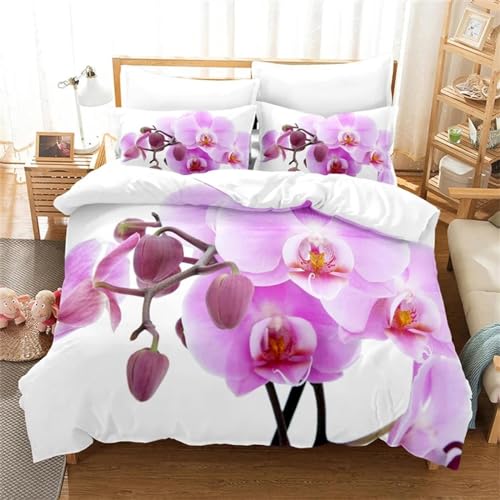 ZDLLDZ Beddengoedset met frisse bloemen, queensize, dekbedovertrek, beddengoedset voor beddengoed, kingsize dekbedovertrek, beddengoedset van 240 x 220 cm + 65 x 65 cm x 2