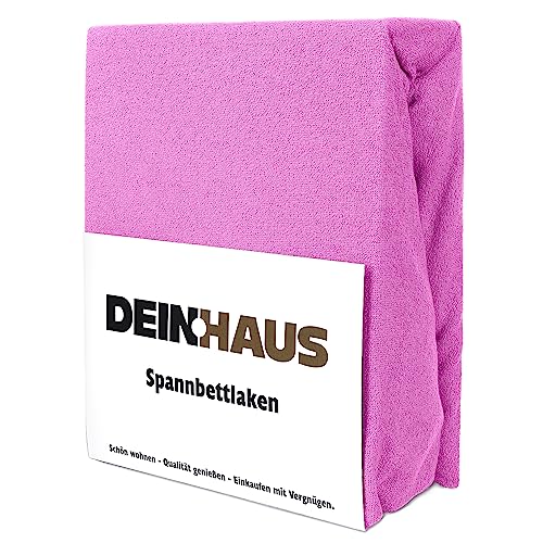 DH DEIN . HAUS Badstof hoeslaken, katoen (roze, 200 x 220 cm)