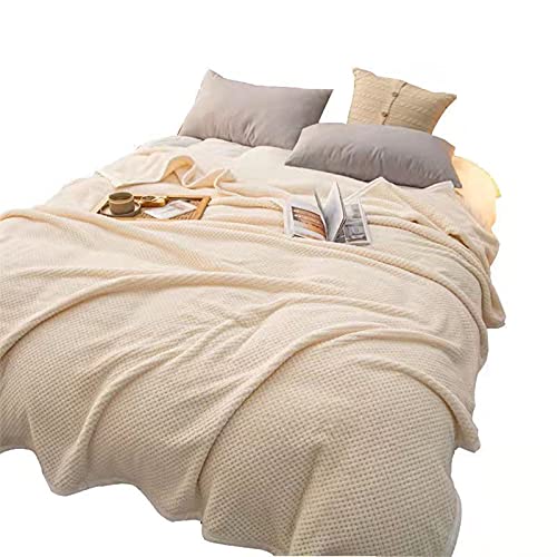 Fusong Dekens Fleece Dekens Lichtgewicht Quilts Beige Dekens Pluche Dekens En Spreien Dekens Geschikt voor Alle leeftijden, Beige, 200 * 230CM