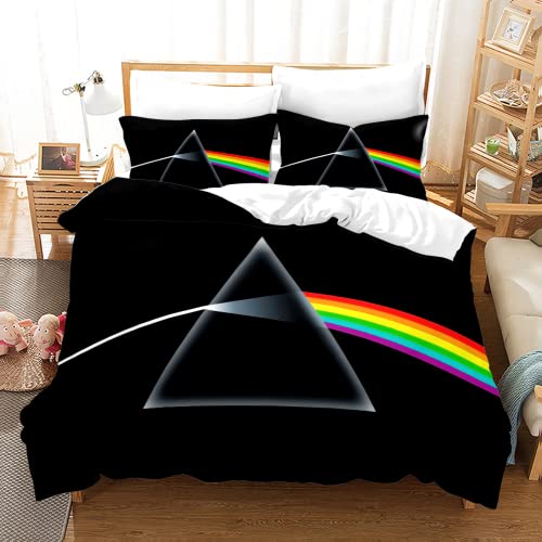 PTNQAZ Roze Floyd Beddengoed Set UK Rock Band Dekbedovertrek Comfortabele Spreien Queen King Size Slaapkamer Decor (King,1)