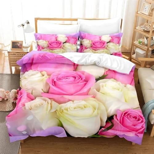 ZDLLDZ Luxe roze queensize beddengoedset, dekbedovertrekset, beddengoed, dekbedovertrek, kingsize dekbedovertrek, beddengoedset 140 x 200 cm + 65 x 65 cm x 2