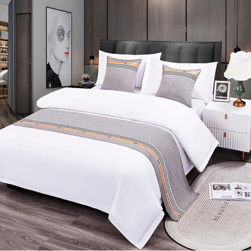 Caimcie Hotel Bed Lopers Sjaal, Midden Jacquard Beddengoed Cover, Beddengoed Sjaal Bescherming Slaapkamer Decoratieve Bed Staart Handdoek Voor Enkel Dubbel Kingsize B,50 * 160CM