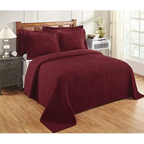 Better Trends 100% katoen getuft unieke luxe machine wasbaar droogtrommel bordeaux, Twin sprei