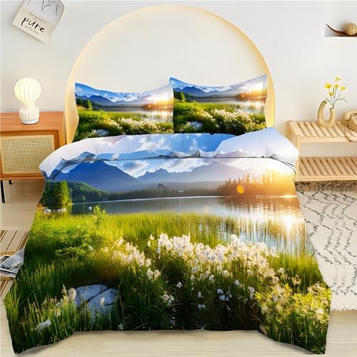 loyaltyer Blue Sky Scenery dekbedovertrek kingsize dekbedovertrek kingsize dekbedovertrek zachte ademende microvezel dekbedovertrek 3 stuks 230 x 220 cm