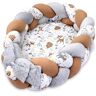 Totsy Baby Babynest pasgeboren babynest knuffelnest met gevlochten kussen inklapbare set tweezijdig babynest babybed 75x45 cm Hert Minky