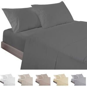 ECOMMERC3 Beddengoedset, 4-delig, voor bedden van 180 cm, gemaakt in Spanje, beddengoed met hoeslaken, dekbedovertrek en 2 kussenslopen, 45 x 100 cm, antraciet ECOMMERC3 Beddengoedset, 4-delig, voor bedden van 180 cm, gemaakt in Spanje, beddengoed met hoeslaken, dekbedovertrek en 2 kussenslopen, 45 x 100 cm, antraciet