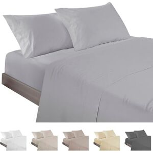 ECOMMERC3 Beddengoedset, 4-delig, voor bedden van 160 cm, gemaakt in Spanje, beddengoed met hoeslaken, dekbedovertrek en 2 kussenslopen van 45 x 85 cm, zilvergrijs ECOMMERC3 Beddengoedset, 4-delig, voor bedden van 160 cm, gemaakt in Spanje, beddengoed met hoeslaken, dekbedovertrek en 2 kussenslopen van 45 x 85 cm, zilvergrijs