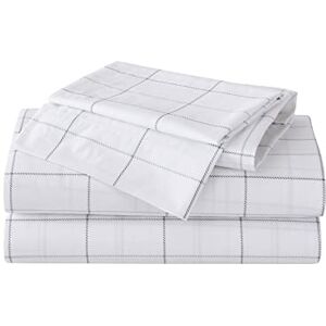 Eddie Bauer Home Lakens Katoen Percale Beddengoed Set, Crisp & Cool, Stijlvolle Woondecoratie, Vol, Northern Plaid Grijs/Wit Eddie Bauer Home Lakens Katoen Percale Beddengoed Set, Crisp & Cool, Stijlvolle Woondecoratie, Vol, Northern Plaid Grijs/Wit