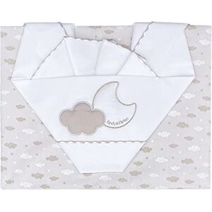 ANDY & HELEN Beddengoedset voor kinderwagen, geborduurd, hoeslaken met elastieken en kussensloop, crèmekleurig ANDY & HELEN Beddengoedset voor kinderwagen, geborduurd, hoeslaken met elastieken en kussensloop, crèmekleurig