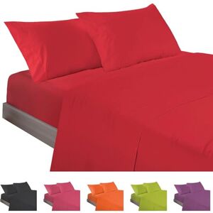 ECOMMERC3 Beddengoedset, 4-delig, voor bedden van 180 cm, gemaakt in Spanje, beddengoed met hoeslaken, dekbedovertrek en 2 kussenslopen, 45 x 100 cm, rood ECOMMERC3 Beddengoedset, 4-delig, voor bedden van 180 cm, gemaakt in Spanje, beddengoed met hoeslaken, dekbedovertrek en 2 kussenslopen, 45 x 100 cm, rood