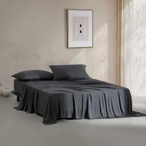 Calvin Queen Bed Sheets, Cotton Melange Jersey Bedding Set with Matching Pillowcases, Deep Pockets, Oeko-Tex Certified (Modern Cotton Gunmetal Grey) Calvin Queen Bed Sheets, Cotton Melange Jersey Bedding Set with Matching Pillowcases, Deep Pockets, Oeko-Tex Certified (Modern Cotton Gunmetal Grey)