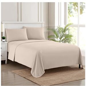 Sweet Home Collection 1800 draadtelling bedset Egyptische kwaliteit geborsteld microfiber 4 stuk diepe pocketlakens, RV korte koningin, beige Sweet Home Collection 1800 draadtelling bedset Egyptische kwaliteit geborsteld microfiber 4 stuk diepe pocketlakens, RV korte koningin, beige