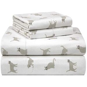Pointehaven Queen Flanel katoenen lakenset - Katten - Warm & Voorgewas Pointehaven Queen Flanel katoenen lakenset - Katten - Warm & Voorgewas