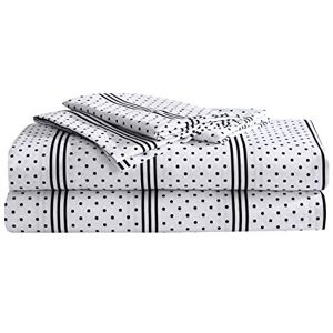 Betsey Johnson Dots & Stripes Collection Bedlaken set Zacht & gezellig microvezel, glad en kreukvrij, machinewasbaar voor gemakkelijk onderhoud, koning, grijs Betsey Johnson Dots & Stripes Collection Bedlaken set Zacht & gezellig microvezel, glad en kreukvrij, machinewasbaar voor gemakkelijk onderhoud, koning, grijs