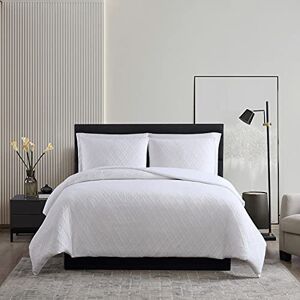 Vera Wang Queen Duvet Cover Set, Soft Reversible Bedding Set with Matching Shams, Chic Room Essentials (Double Diamond White, Queen) Vera Wang Queen Duvet Cover Set, Soft Reversible Bedding Set with Matching Shams, Chic Room Essentials (Double Diamond White, Queen)