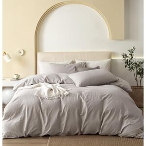jiyuan 100% gewassen katoenen dekbedovertrekset, comfortabel, eenvoudige stijl, zacht, ademend, gestructureerd, duurzaam linnen aanvoelend beddengoed voor alle seizoenen, kingsize bed, effen linnen jiyuan 100% gewassen katoenen dekbedovertrekset, comfortabel, eenvoudige stijl, zacht, ademend, gestructureerd, duurzaam linnen aanvoelend beddengoed voor alle seizoenen, kingsize bed, effen linnen