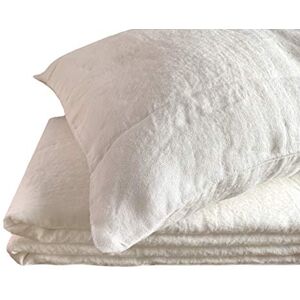 JOWOLLINA Beddengoedset, natuurlijk linnen, zachte washed afwerking, 180 g/m2, gebroken wit, zacht, 155 x 220 cm, 40 x 80 cm