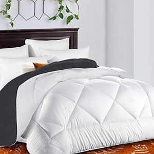 TEKAMON Kingsize dekbed dekbedovertrek met hoeklussen voor dekbedovertrek 1200-serie, sneeuw ganzendons alternatief, hotelcollectie dekbed omkeerbaar, hypoallergene keuze, wit/grijs, 90 bij 102 inch TEKAMON Kingsize dekbed dekbedovertrek met hoeklussen voor dekbedovertrek 1200-serie, sneeuw ganzendons alternatief, hotelcollectie dekbed omkeerbaar, hypoallergene keuze, wit/grijs, 90 bij 102 inch