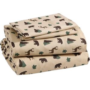 Beatrice Home Fashions Cozy Cabin 4-delige queensize microvezel beddengoed lakenset met diepe zakken, rustiek patchwork geruite hert, bruin bruin bruin groen Beatrice Home Fashions Cozy Cabin 4-delige queensize microvezel beddengoed lakenset met diepe zakken, rustiek patchwork geruite hert, bruin bruin bruin groen