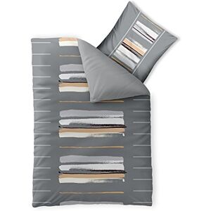 aqua-textil Trend beddengoed 135 x 200 cm 2-delig katoenen dekbedovertrek Hanaa strepen grijs-wit beige aqua-textil Trend beddengoed 135 x 200 cm 2-delig katoenen dekbedovertrek Hanaa strepen grijs-wit beige
