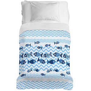 PENSIERI DELICATI Sprei 220 x 280 cm, eenpersoonsbed, 100% piqué-katoen, ideaal als sprei voor Frans bed, motief: blauwe vis, 100% Made in Italy PENSIERI DELICATI Sprei 220 x 280 cm, eenpersoonsbed, 100% piqué-katoen, ideaal als sprei voor Frans bed, motief: blauwe vis, 100% Made in Italy