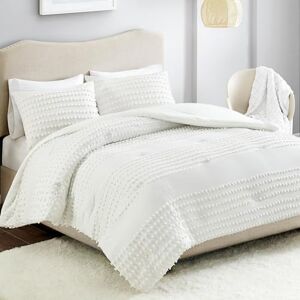 Comfort Spaces dekbed, omkeerbaar, 100% katoen, jacquard, getuft, chenille-punten, zeer zacht, overvol dons, alternatief, hypoallergeen, voor alle seizoenen full/queen ivoorkleurig Comfort Spaces dekbed, omkeerbaar, 100% katoen, jacquard, getuft, chenille-punten, zeer zacht, overvol dons, alternatief, hypoallergeen, voor alle seizoenen full/queen ivoorkleurig