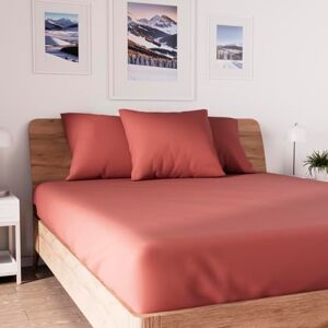 Soleil d'ocre Elastisch laken - Katoen 160x200 cm, Baksteen Soleil d'ocre Elastisch laken - Katoen 160x200 cm, Baksteen