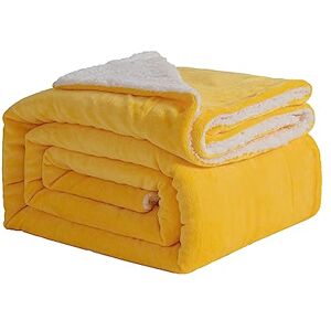 Good Nite Deken 150 x 200 cm omkeerbare Sherpa fleece deken pluizige polyester deken zachte en warme beddekens voor thuis en reizen (geel, dubbel) Good Nite Deken 150 x 200 cm omkeerbare Sherpa fleece deken pluizige polyester deken zachte en warme beddekens voor thuis en reizen (geel, dubbel)