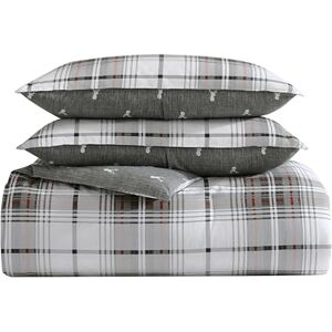 Eddie Bauer 100% katoen, premium kwaliteit dekbed met bijpassende shams, 3-delige beddengoedset, geruit om te bedrukken, omkeerbaar, houtskool, kingsize Eddie Bauer 100% katoen, premium kwaliteit dekbed met bijpassende shams, 3-delige beddengoedset, geruit om te bedrukken, omkeerbaar, houtskool, kingsize